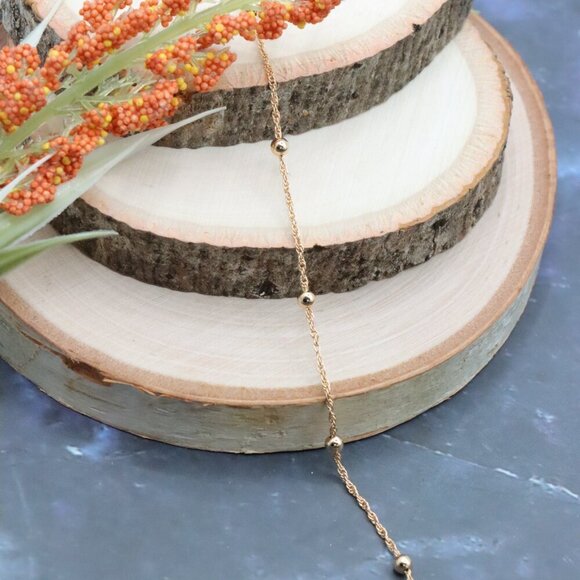 Rose Gold Beaded Chain Necklace with Twist Link – 19.7 Inch Length, XPNL0005 - Picture 4 of 12